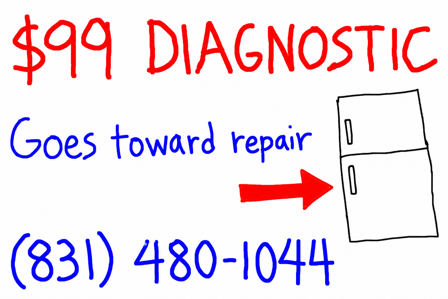 $99 appliance diagnostic. Goes toward repair. Call (831) 480-1044.
